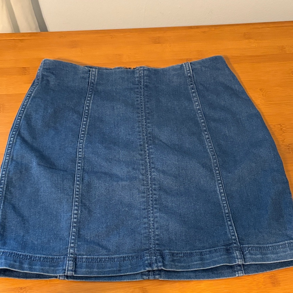 Free People Denim A-Line Mini Skirt - Blue